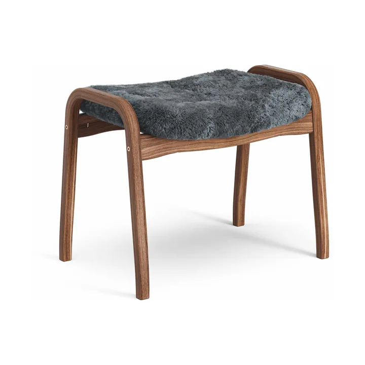 Lamino footstool - Sheepskin Charcoal-lacquered walnut - Swedese