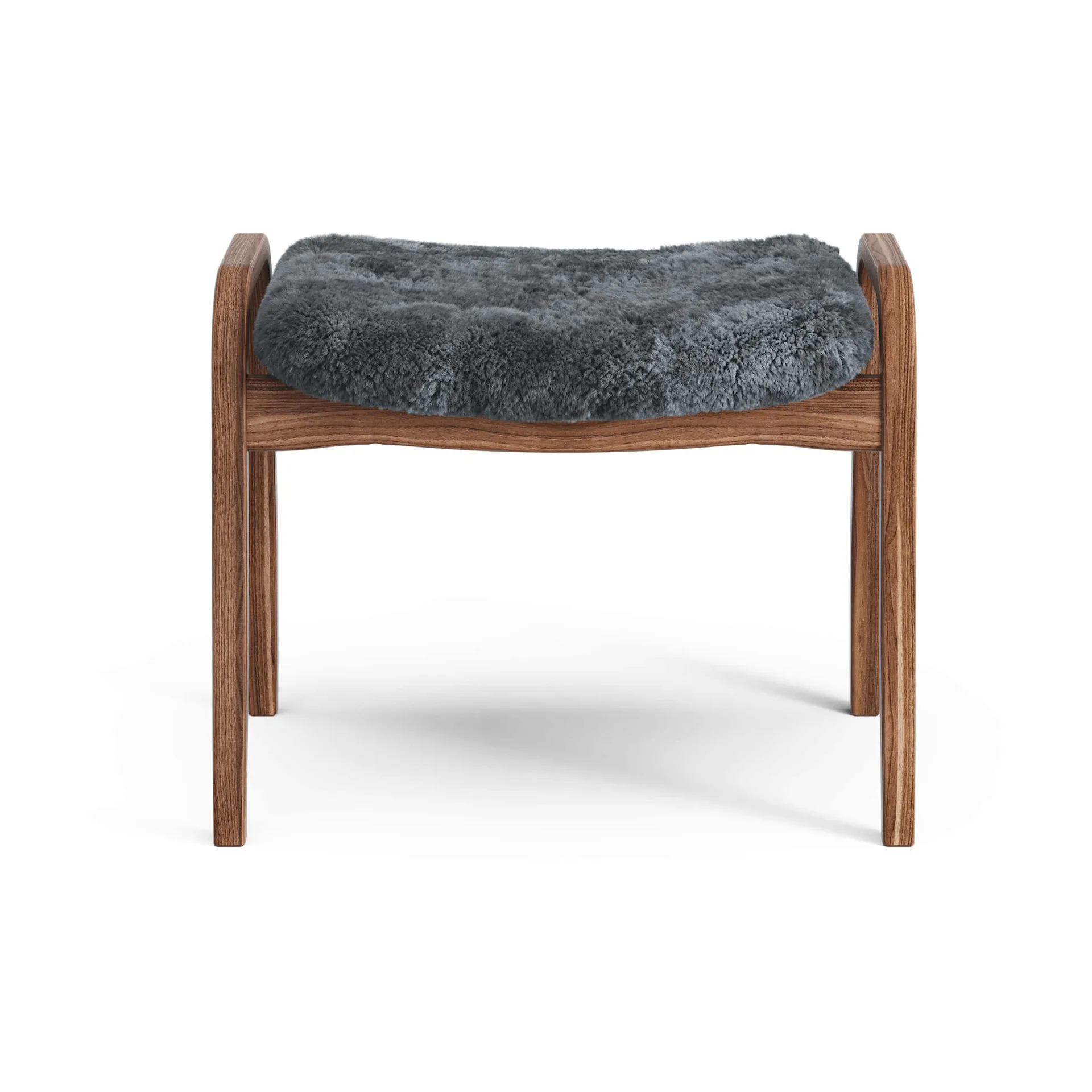 Lamino footstool, Sheepskin Charcoal-lacquered walnut Swedese