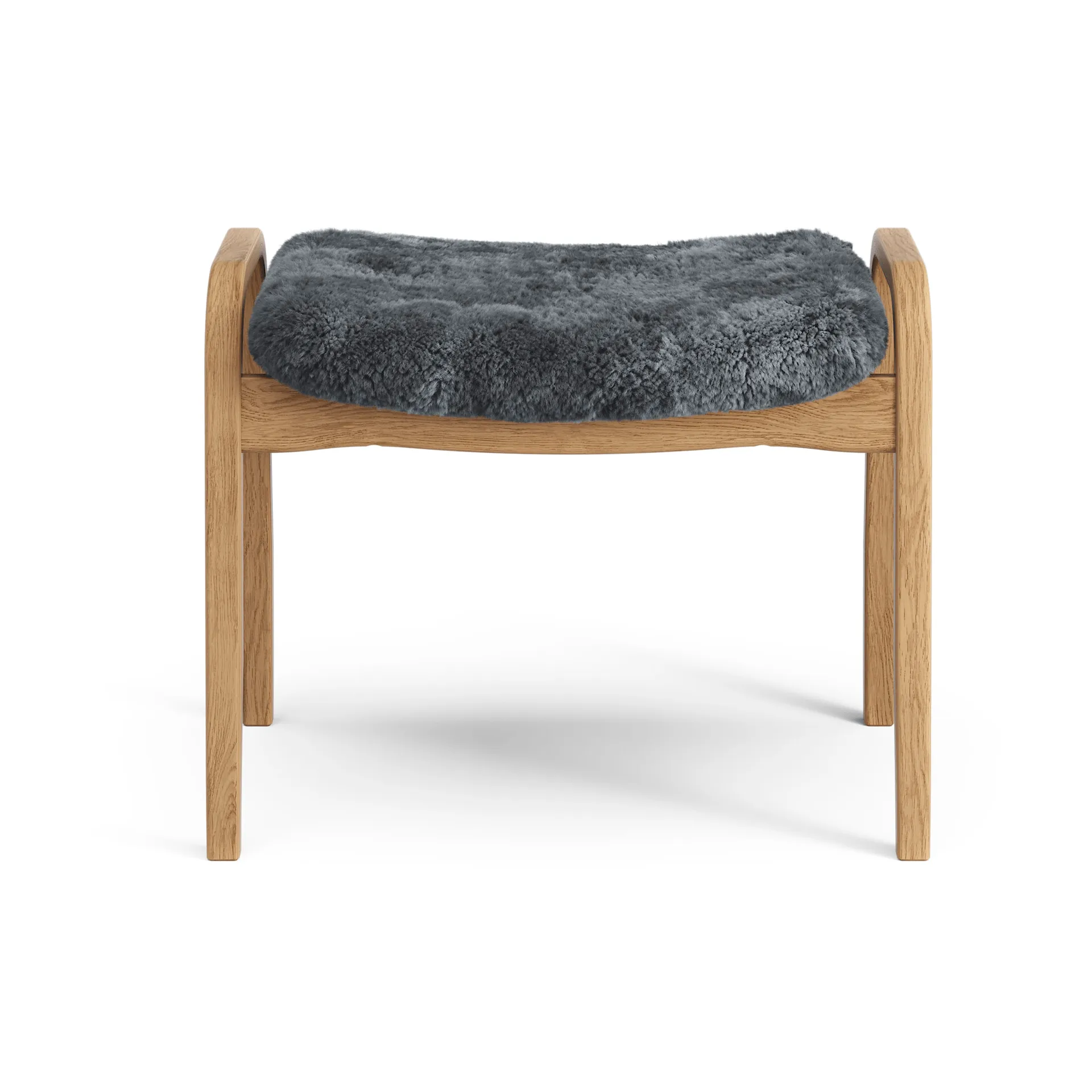 Lamino footstool, Sheepskin Charcoal-oiled oak Swedese