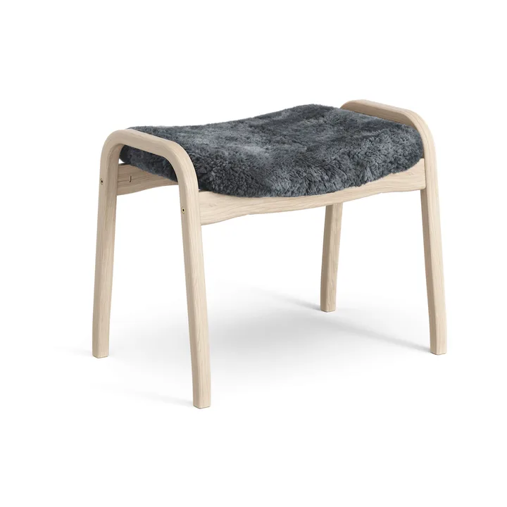 Lamino footstool - Sheepskin Charcoal-white pigmented oak - Swedese