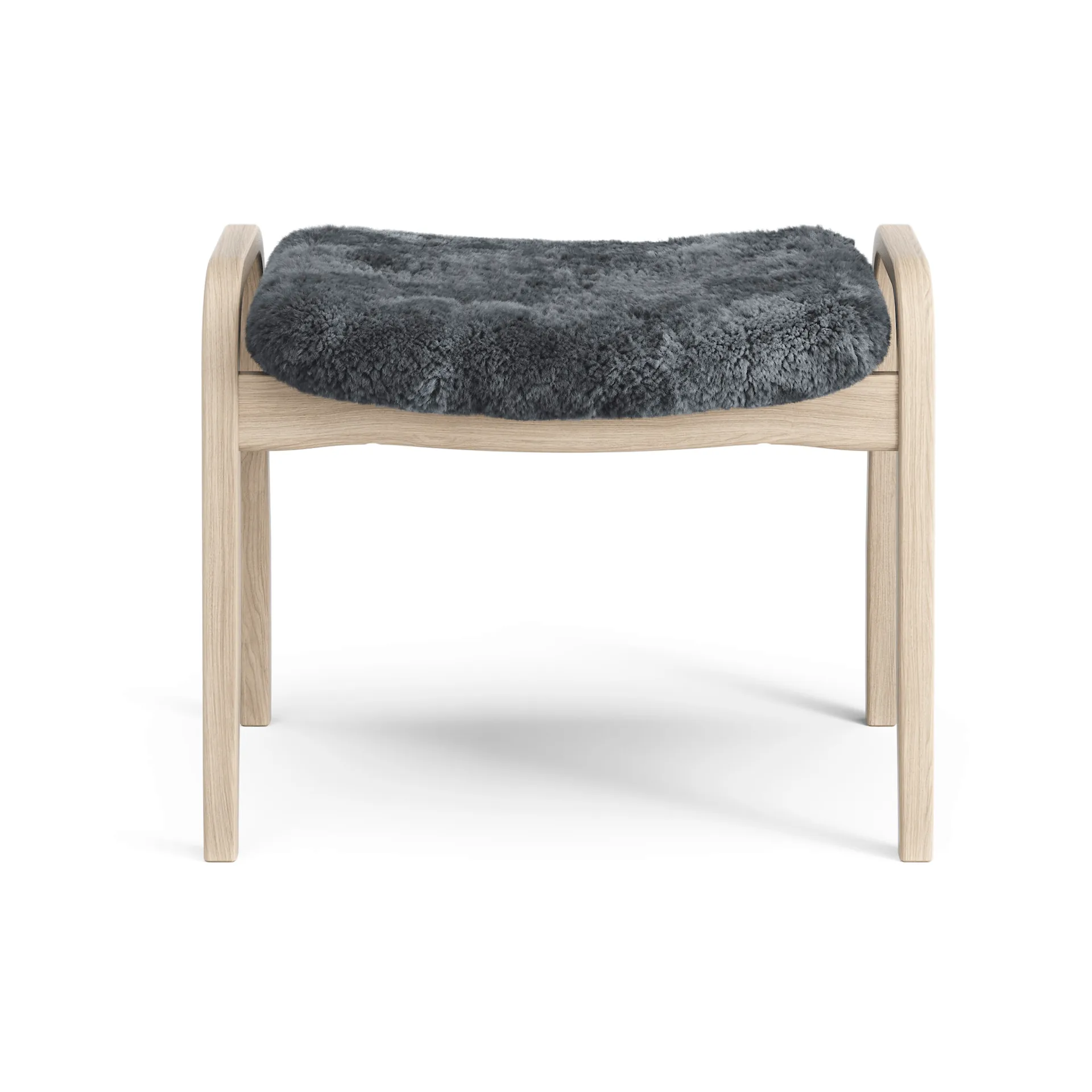 Lamino footstool, Sheepskin Charcoal-white pigmented oak Swedese