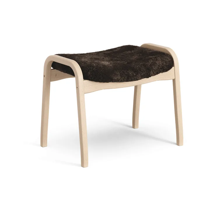 Lamino footstool - Sheepskin Espresso-lacquered beech - Swedese