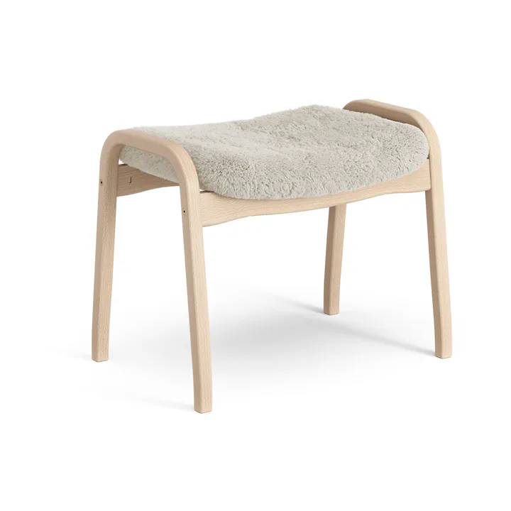 Lamino footstool - Sheepskin Moonlight-lacquered beech - Swedese