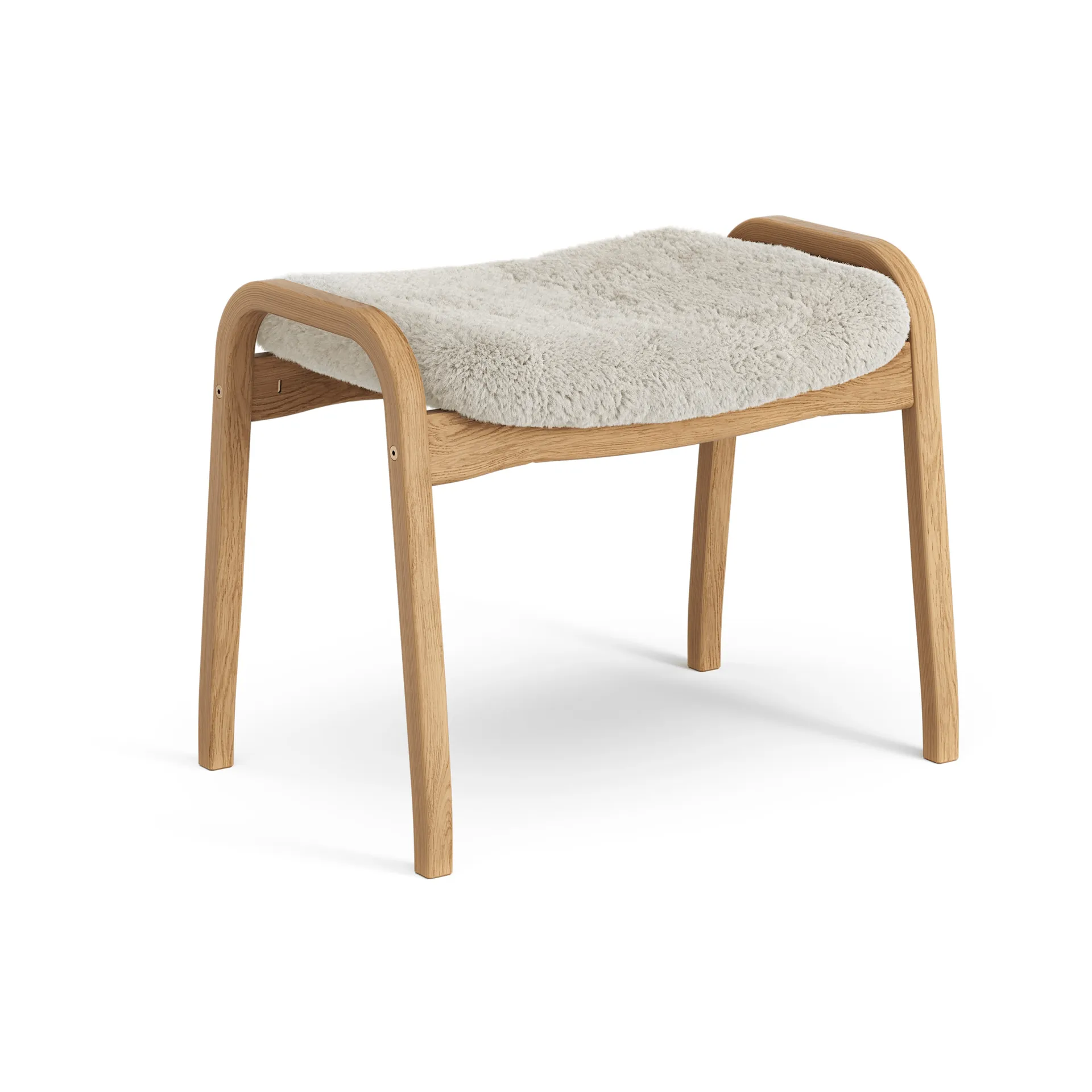 Lamino footstool, Sheepskin Moonlight-oiled oak Swedese