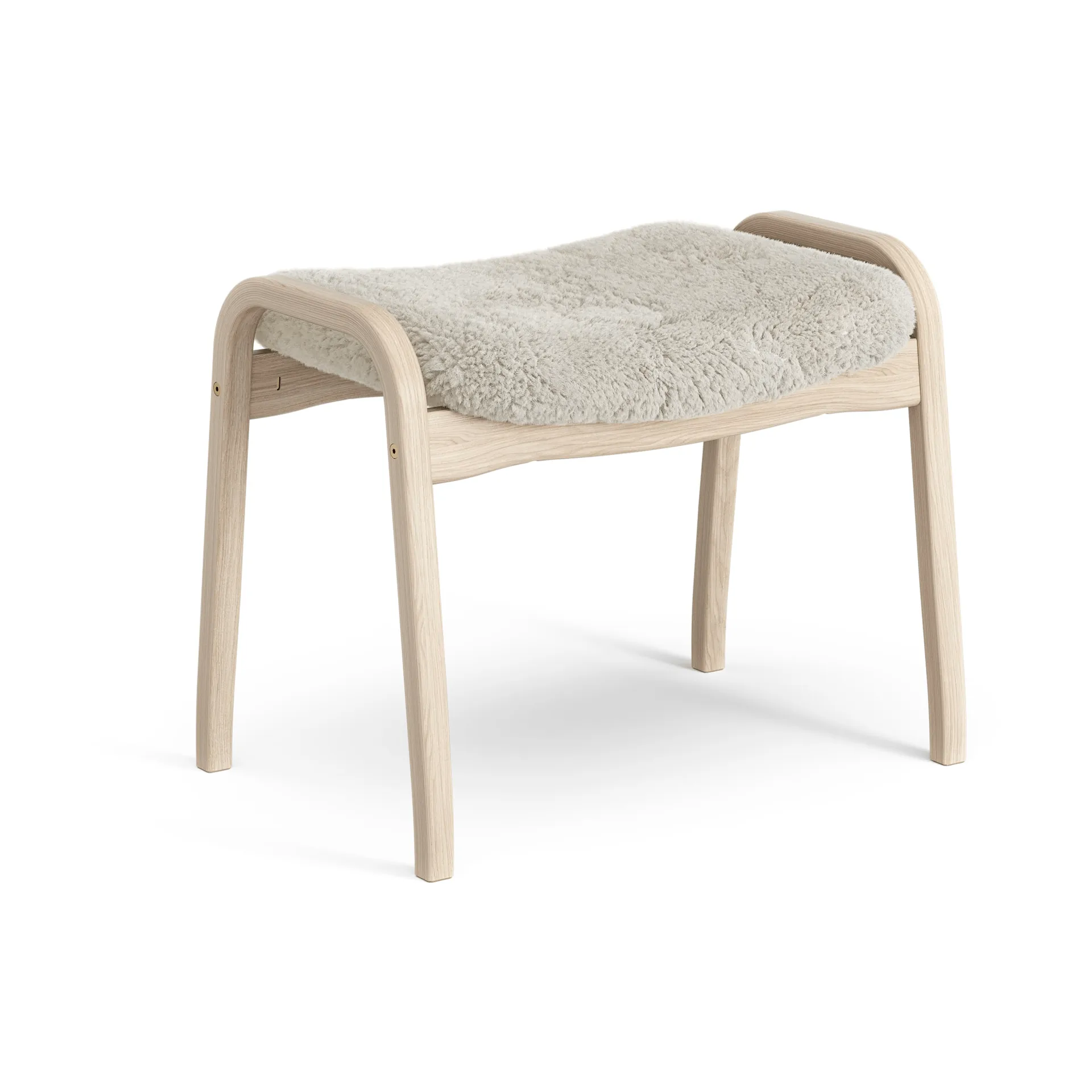 Lamino footstool, Sheepskin Moonlight-white-pigmented oak Swedese