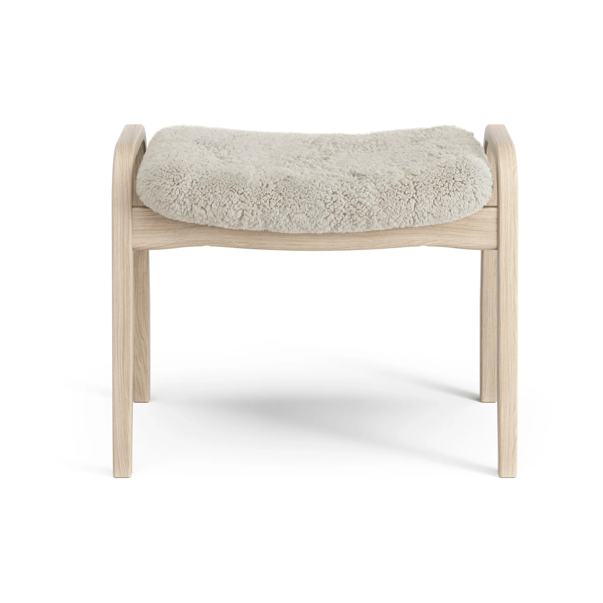 Lamino footstool, Sheepskin Moonlight-white-pigmented oak Swedese