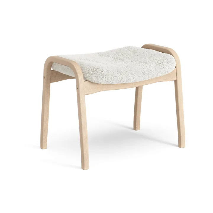 Lamino footstool - Sheepskin Off white-lacquered beech - Swedese