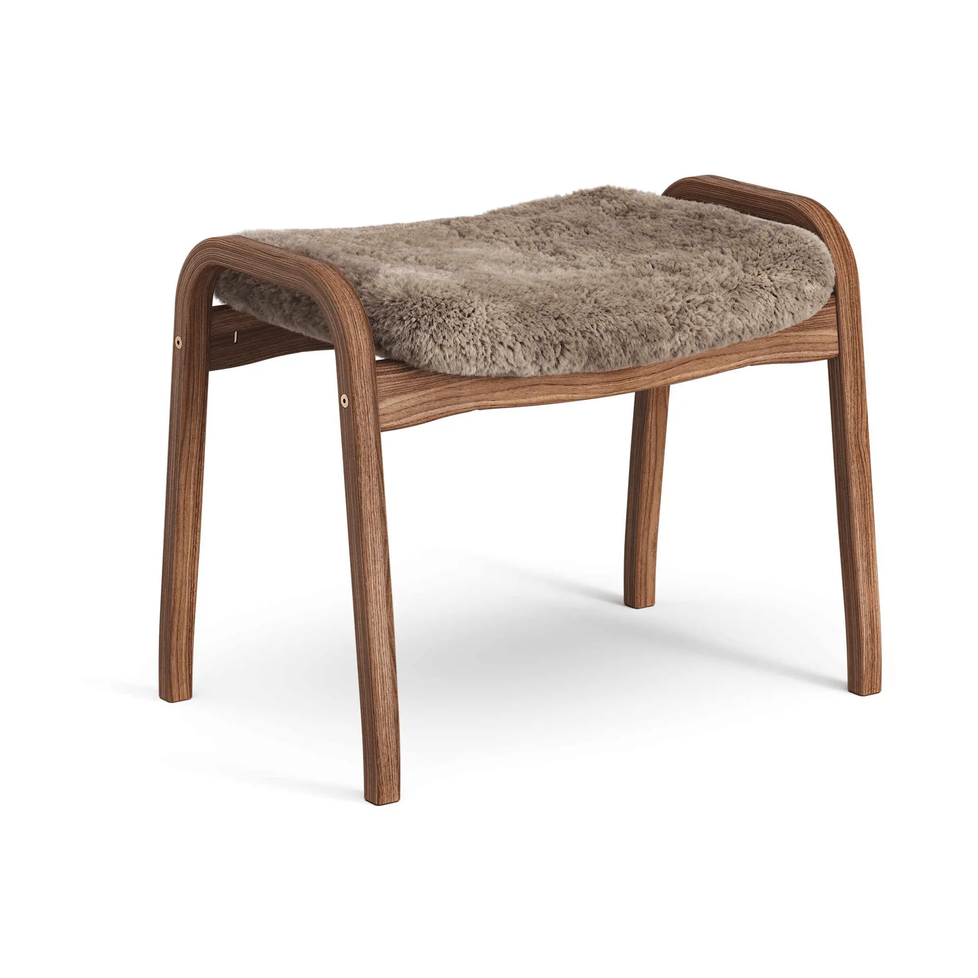 Lamino footstool, Sheepskin Sahara-lacquered walnut Swedese