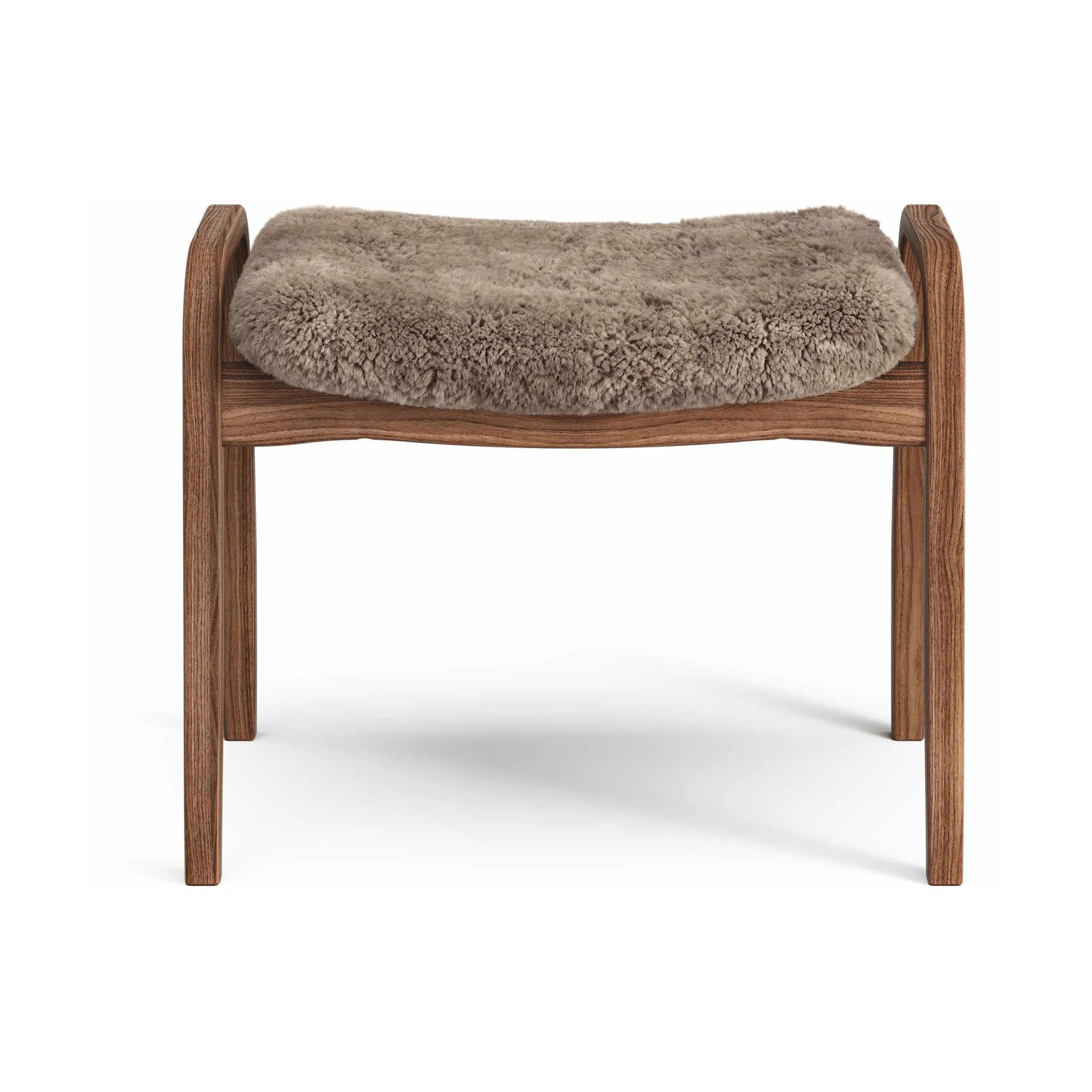 Lamino footstool, Sheepskin Sahara-lacquered walnut Swedese