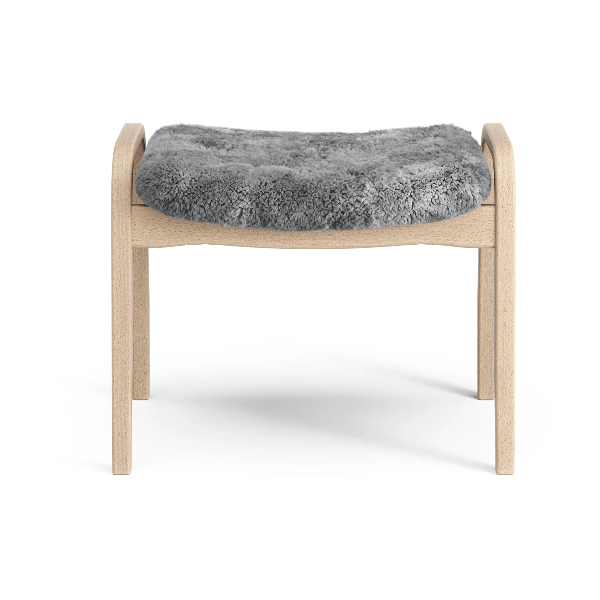 Lamino footstool, Sheepskin Scandinavian grey-lacquered beech Swedese