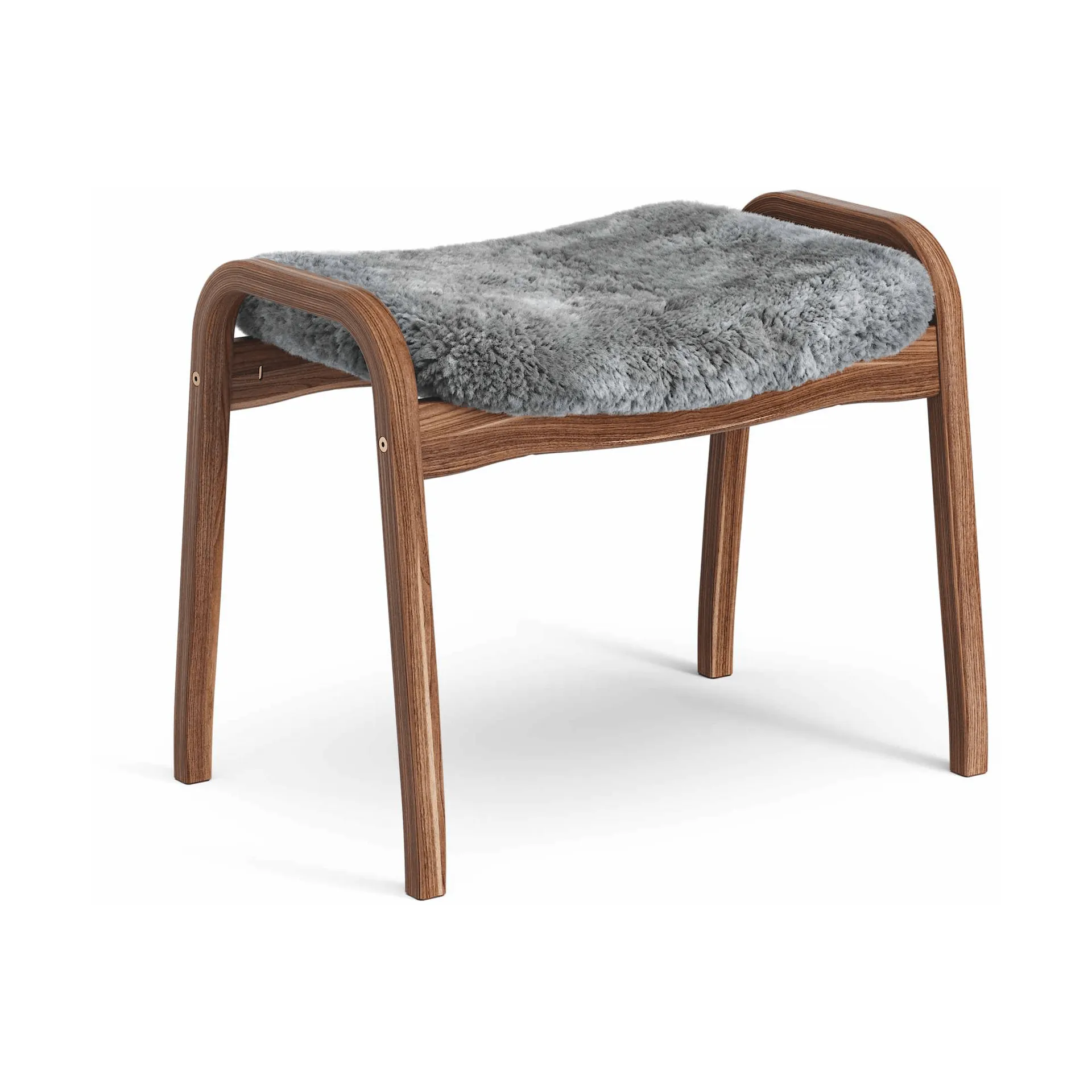 Lamino footstool, Sheepskin Scandinavian grey-lacquered walnut Swedese