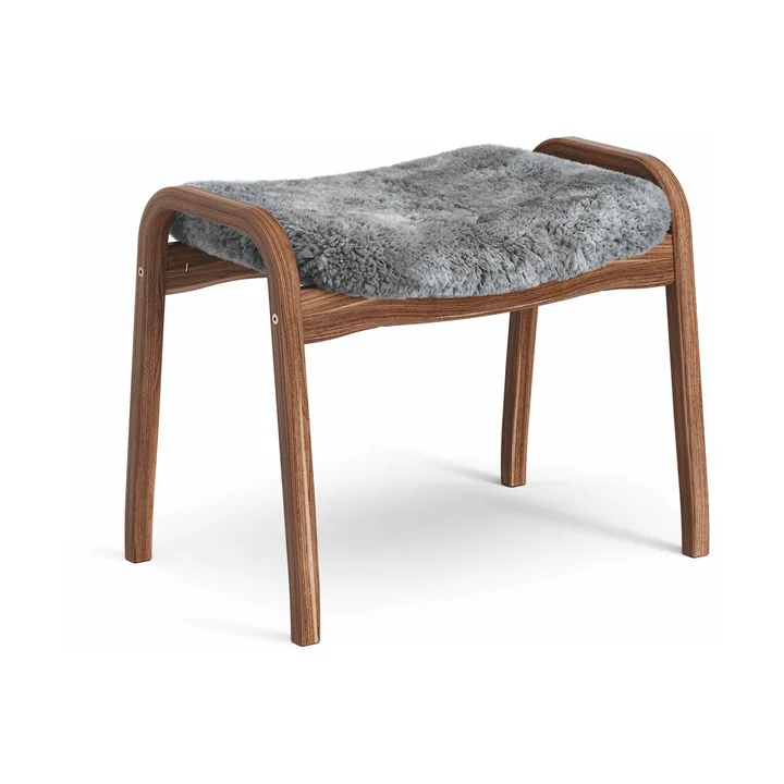 Lamino footstool - Sheepskin Scandinavian grey-lacquered walnut - Swedese