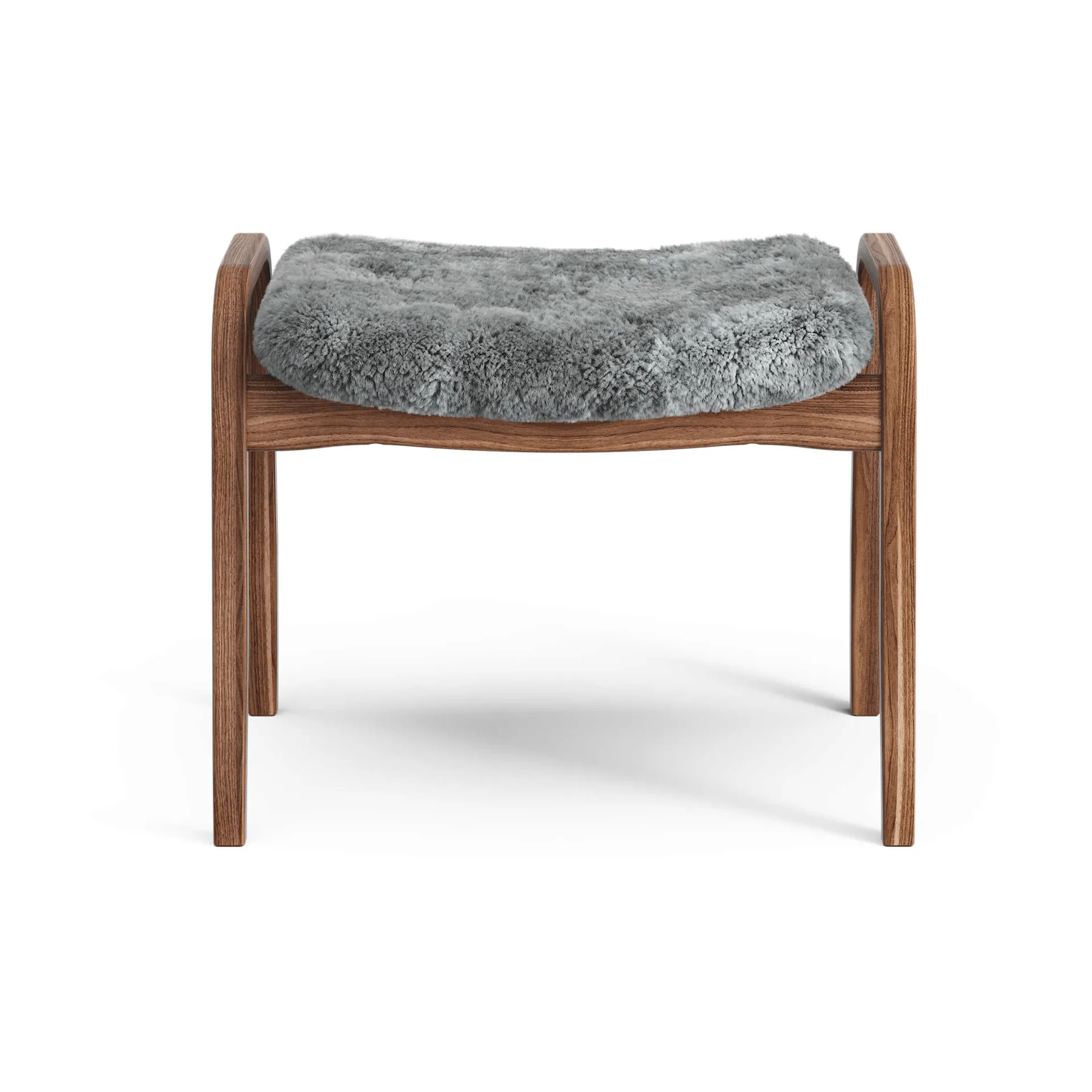 Lamino footstool, Sheepskin Scandinavian grey-lacquered walnut Swedese