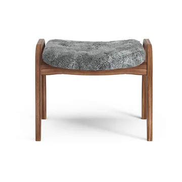 Lamino footstool - Sheepskin Scandinavian grey-lacquered walnut - Swedese