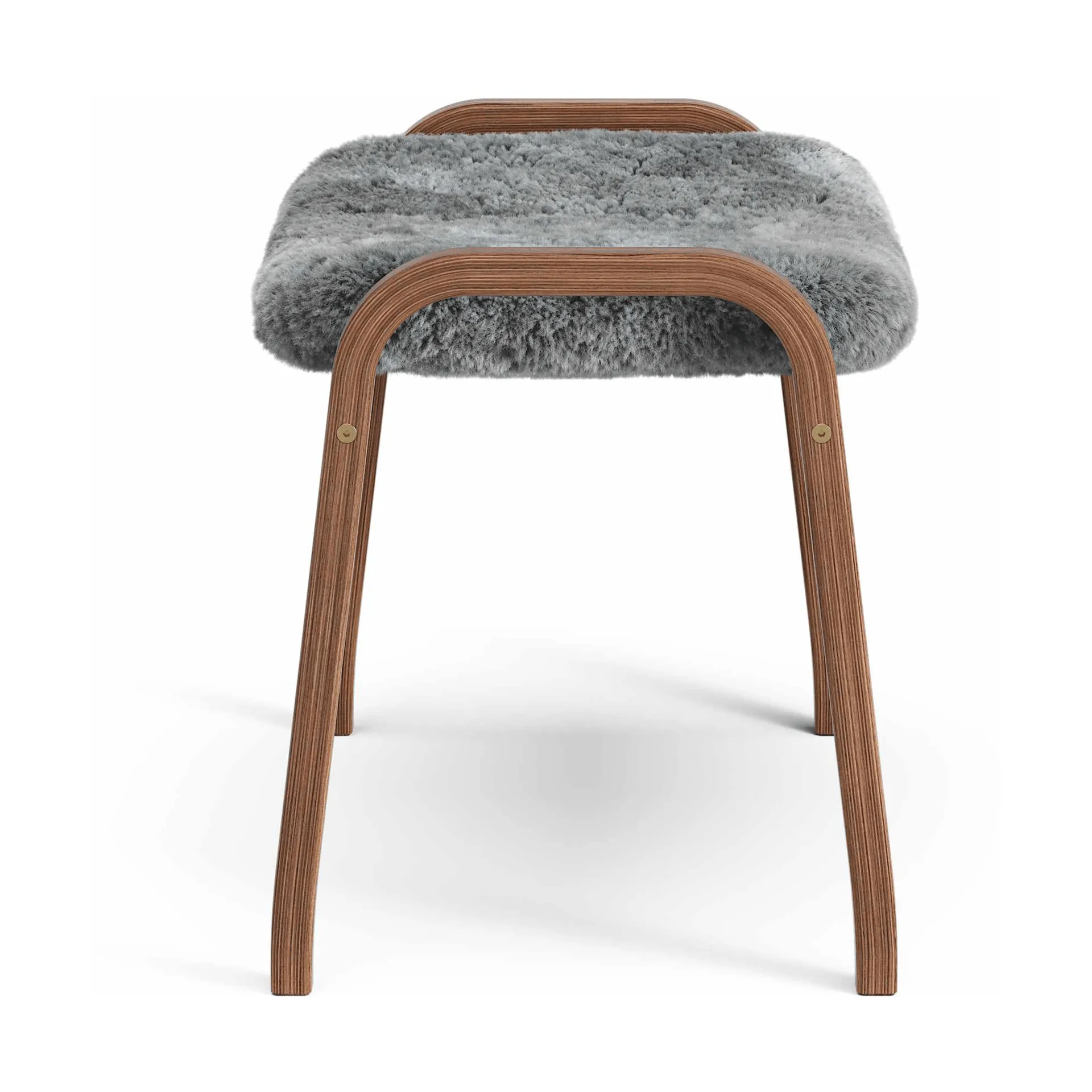 Lamino footstool, Sheepskin Scandinavian grey-lacquered walnut Swedese