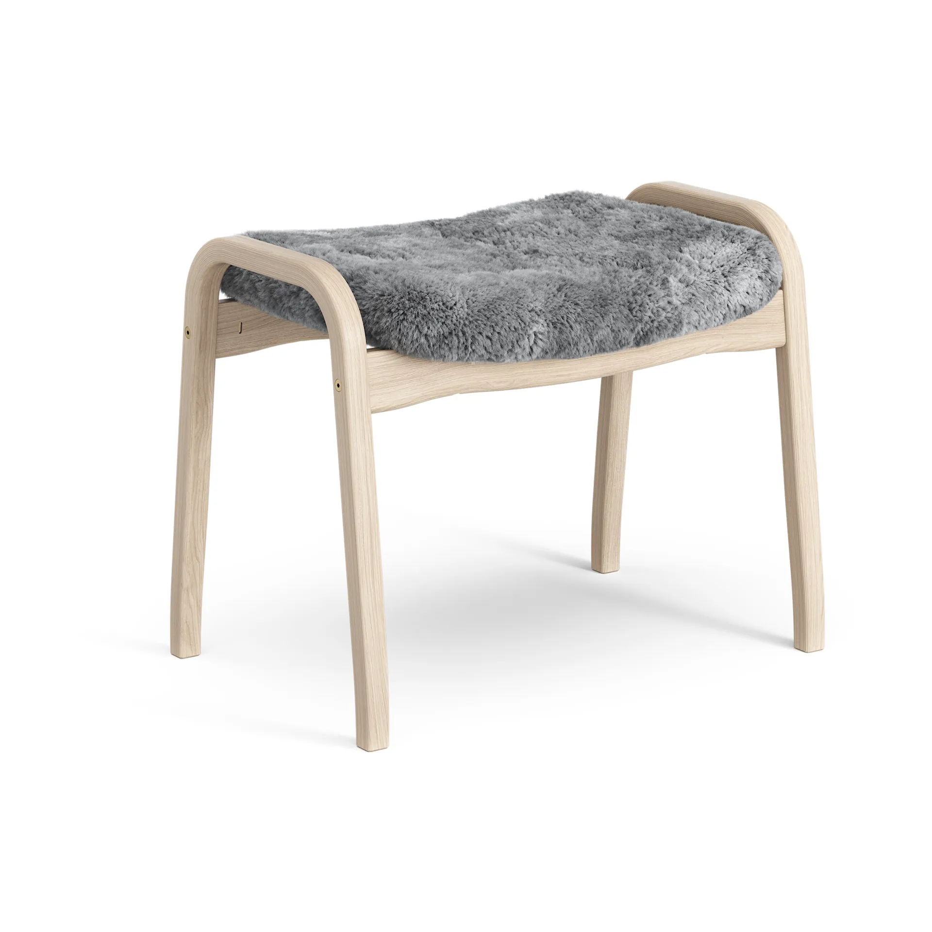 Lamino footstool, Sheepskin Scandinavian grey-white pigmented oak Swedese