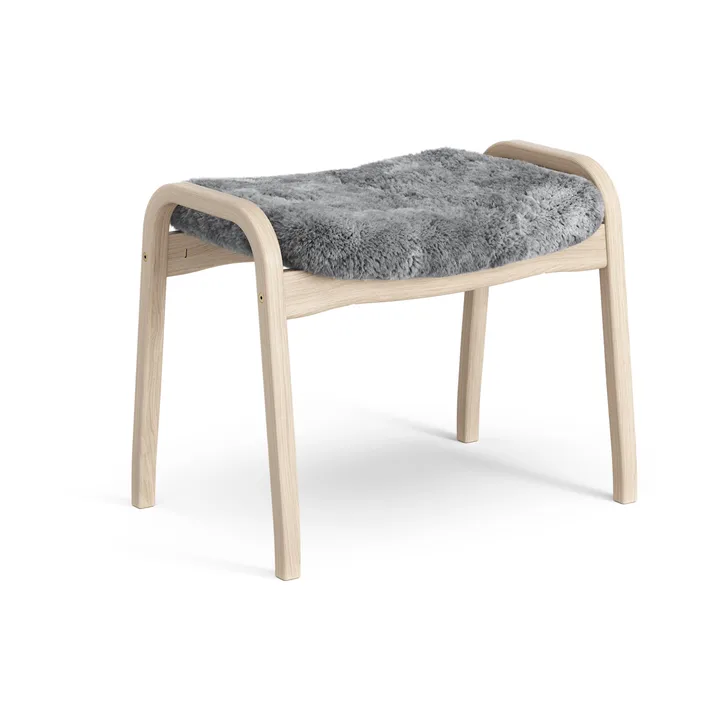 Lamino footstool - Sheepskin Scandinavian grey-white pigmented oak - Swedese