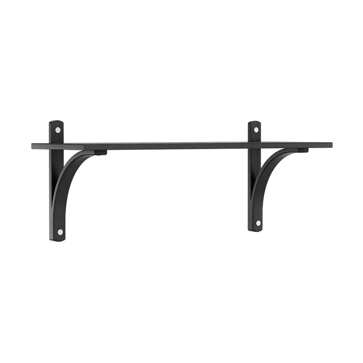 Levi shelf 1 shelf level - Black stained ash-aluminium, 90 cm - Swedese