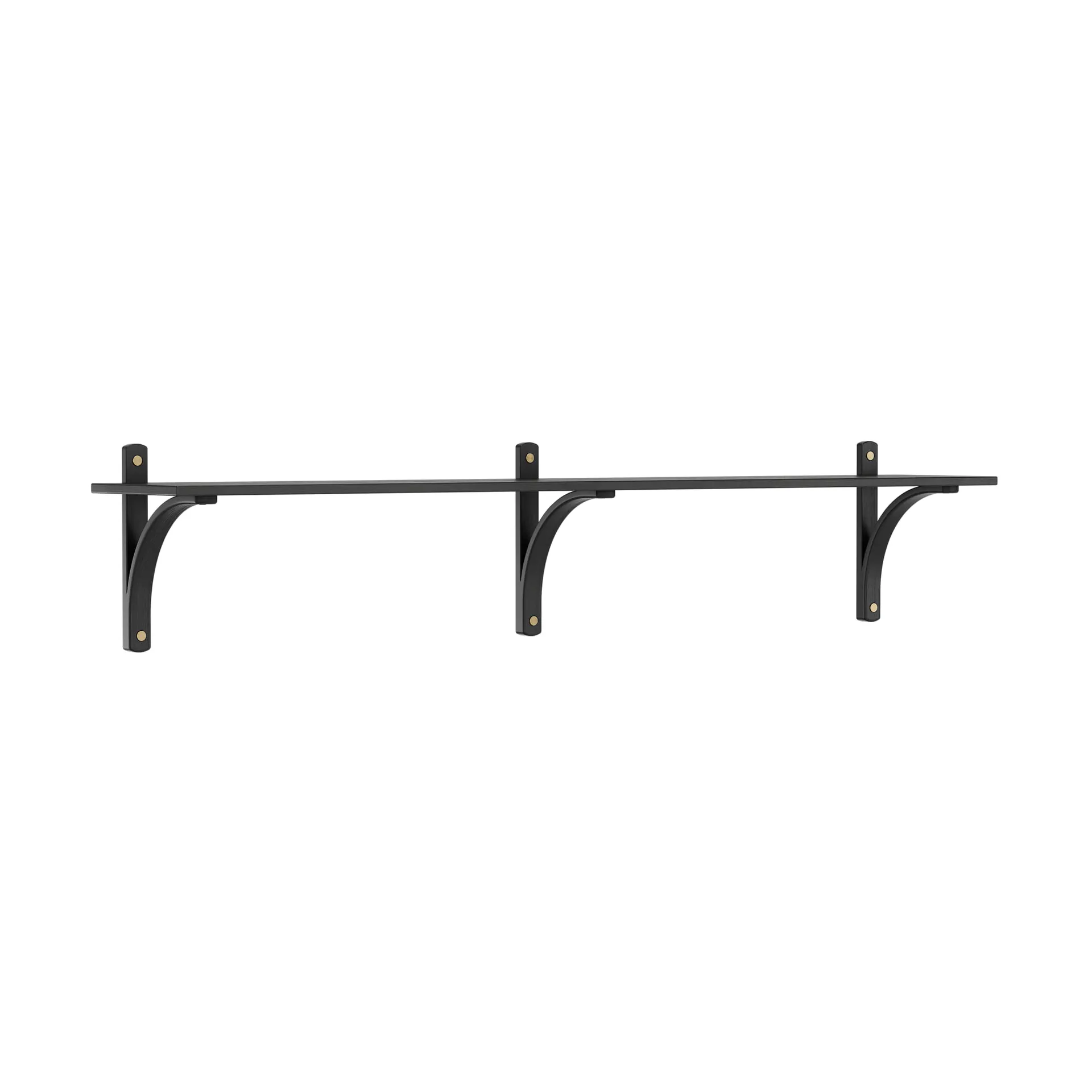 Levi shelf 1 shelf level, Black-stained ash-brass, 180 cm Swedese