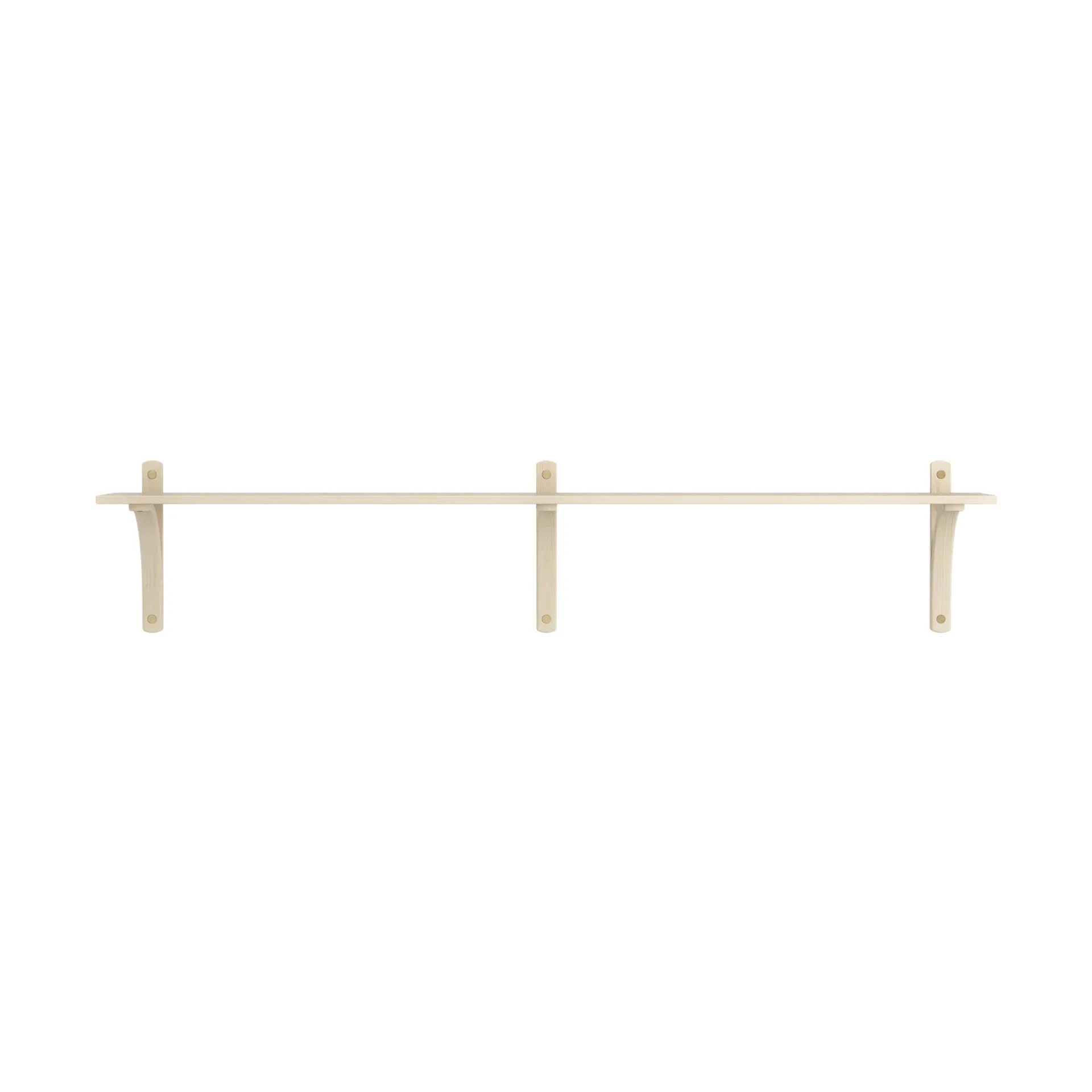 Levi shelf 1 shelf level, Natural lacquered ash-brass, 180 cm Swedese