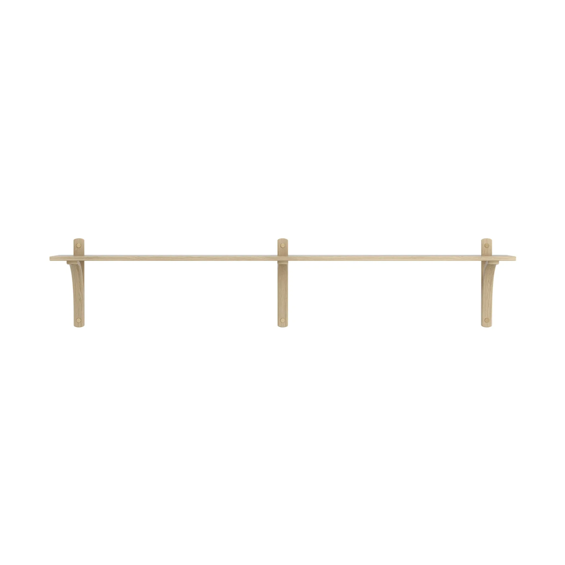 Levi shelf 1 shelf level, Natural lacquered oak-brass, 180 cm Swedese