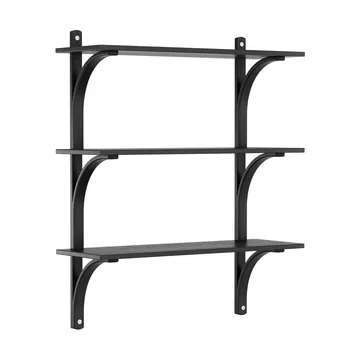Levi shelf 3 shelves - Black stained ash-aluminium, 90 cm - Swedese