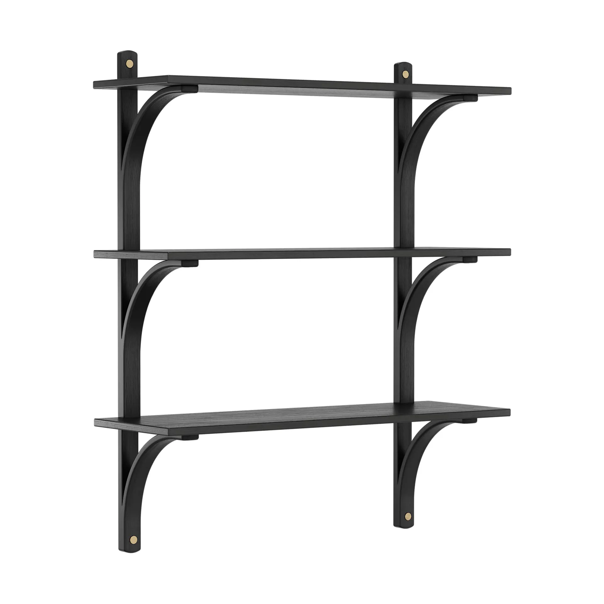 Levi shelf 3 shelves, Black-stained ash-brass, 90 cm Swedese