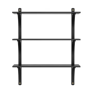 Levi shelf 3 shelves - Black-stained ash-brass, 90 cm - Swedese