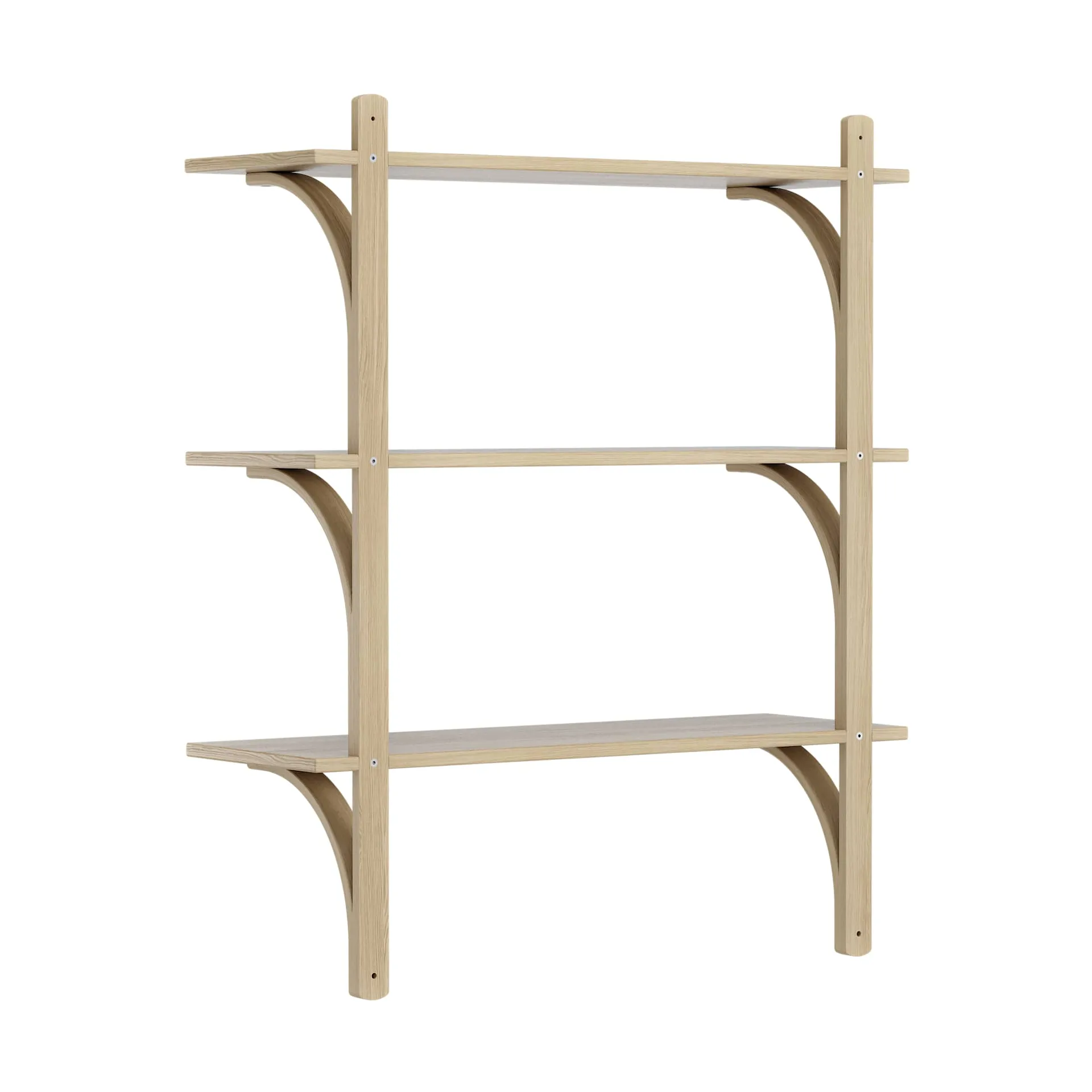 Levi shelf 3 shelves, Clear lacquered oak-aluminium, 90 cm Swedese