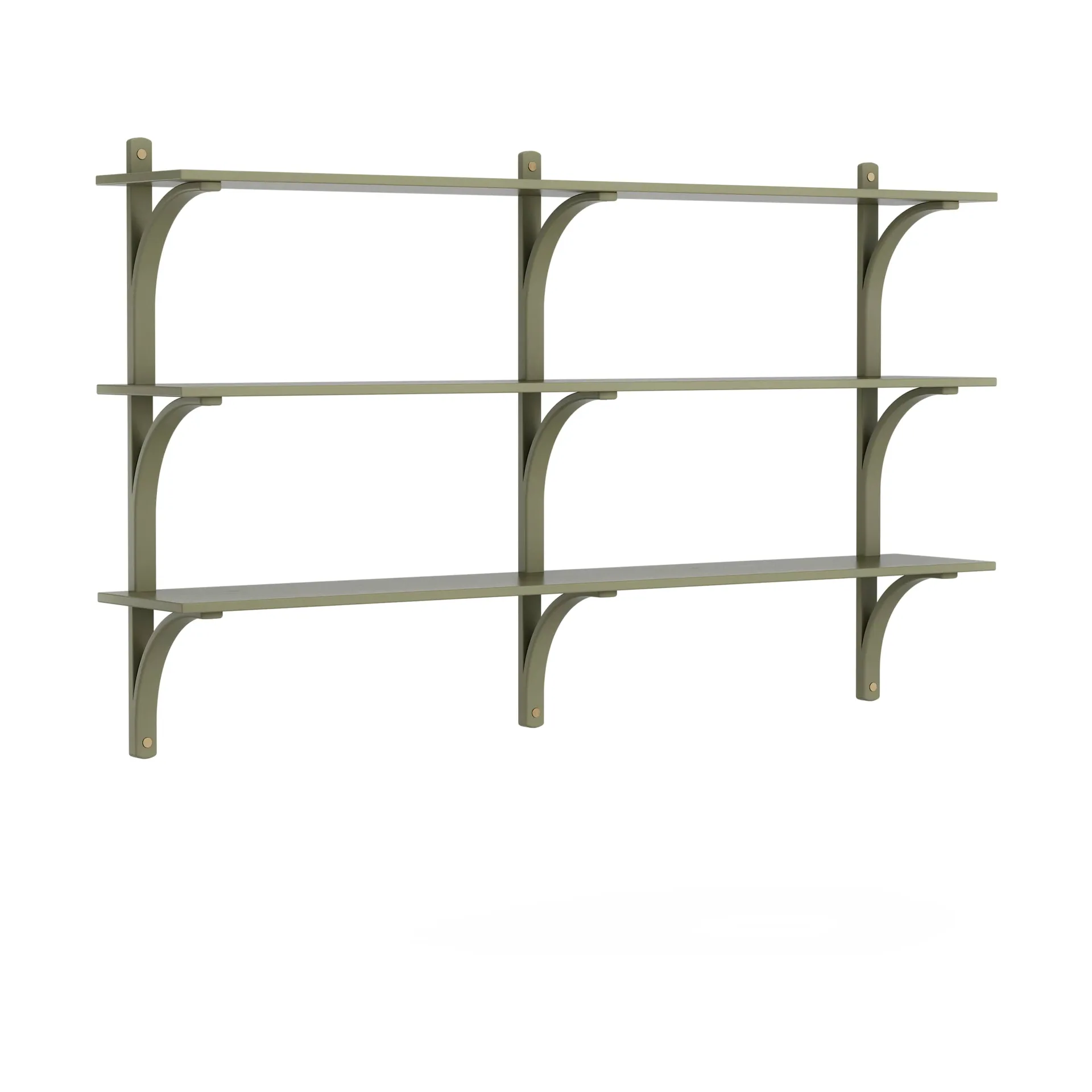 Levi shelf 3 shelves, Moss green-brass, 180 cm Swedese