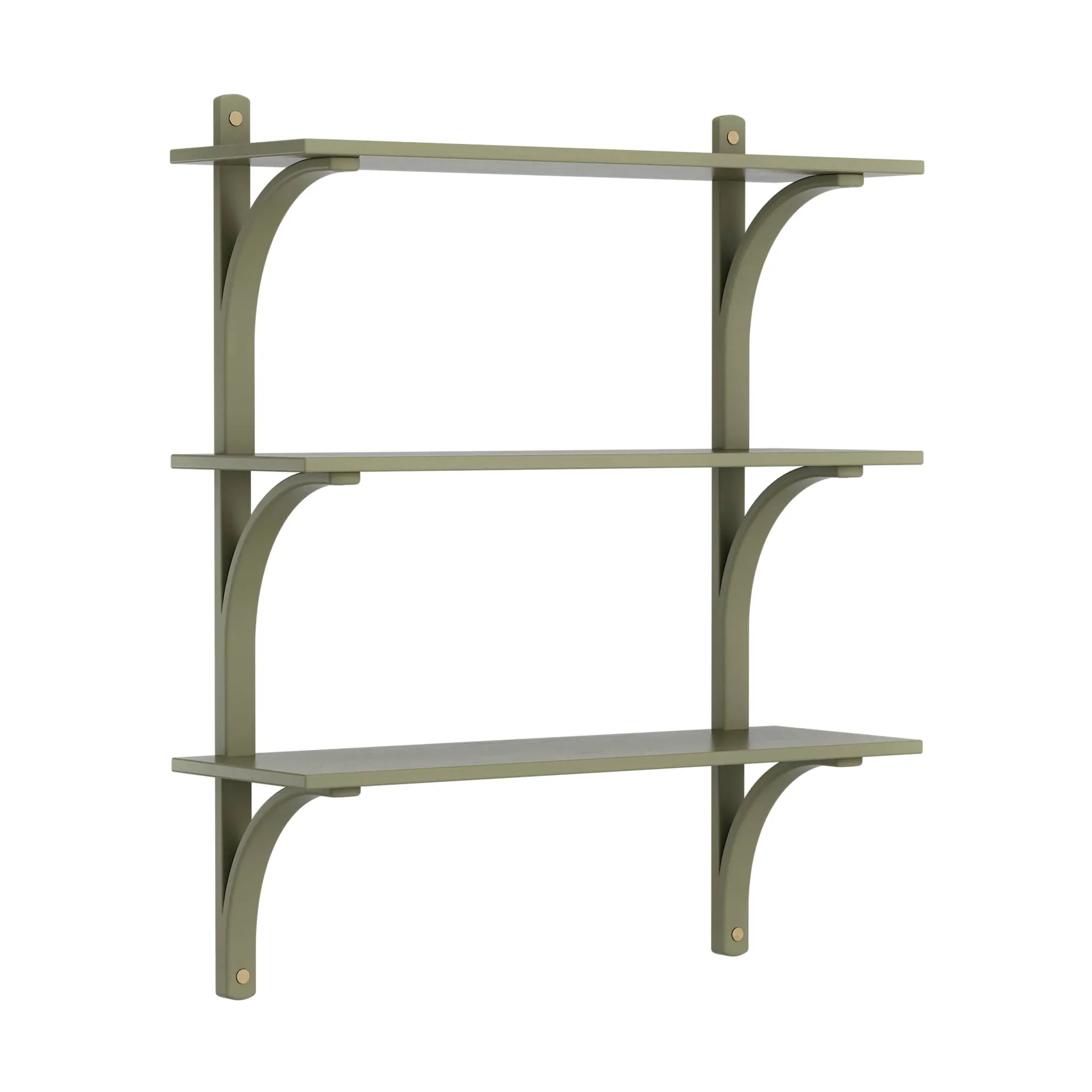Levi shelf 3 shelves, Moss green-brass, 90 cm Swedese