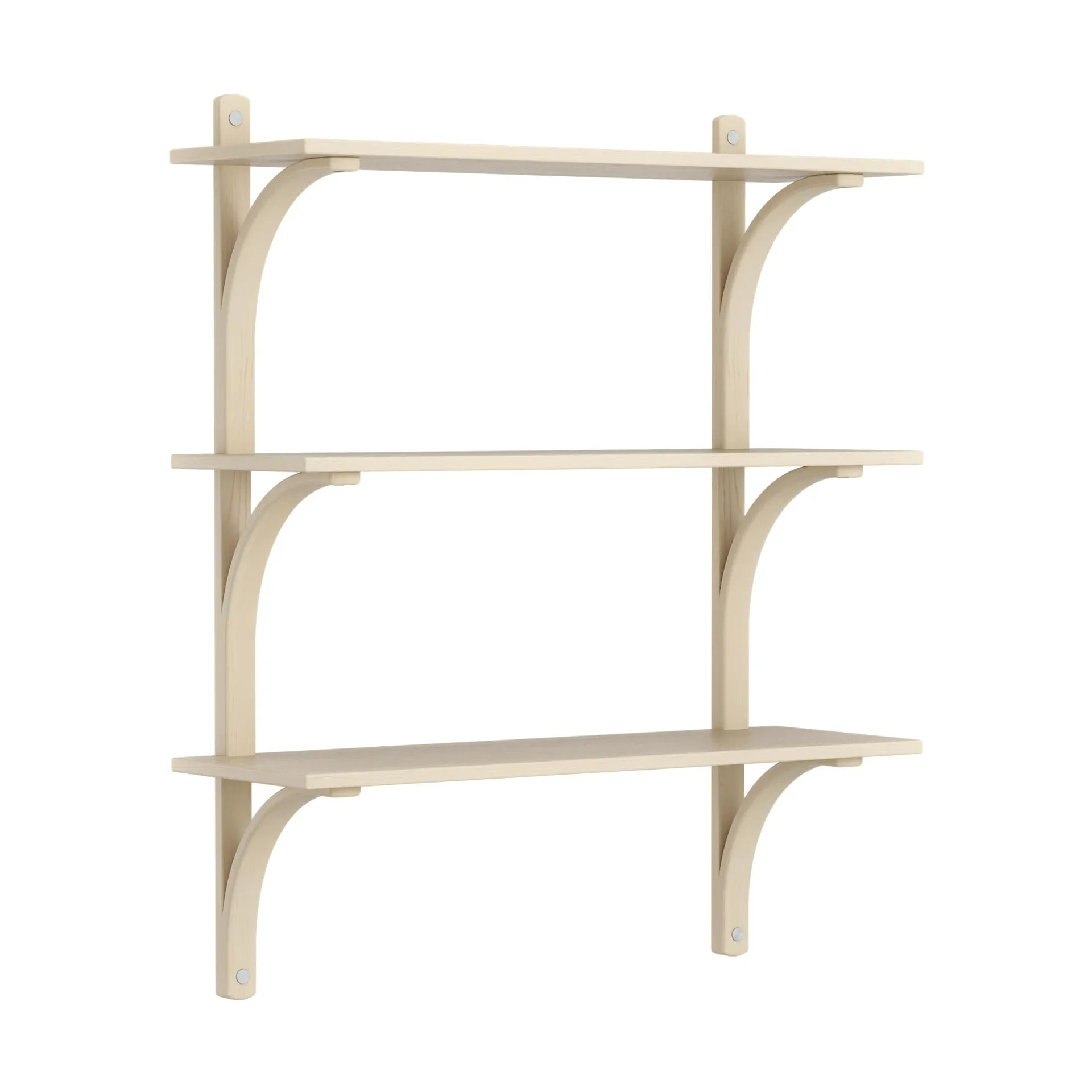 Levi shelf 3 shelves, Natural lacquered ash-aluminium, 90 cm Swedese