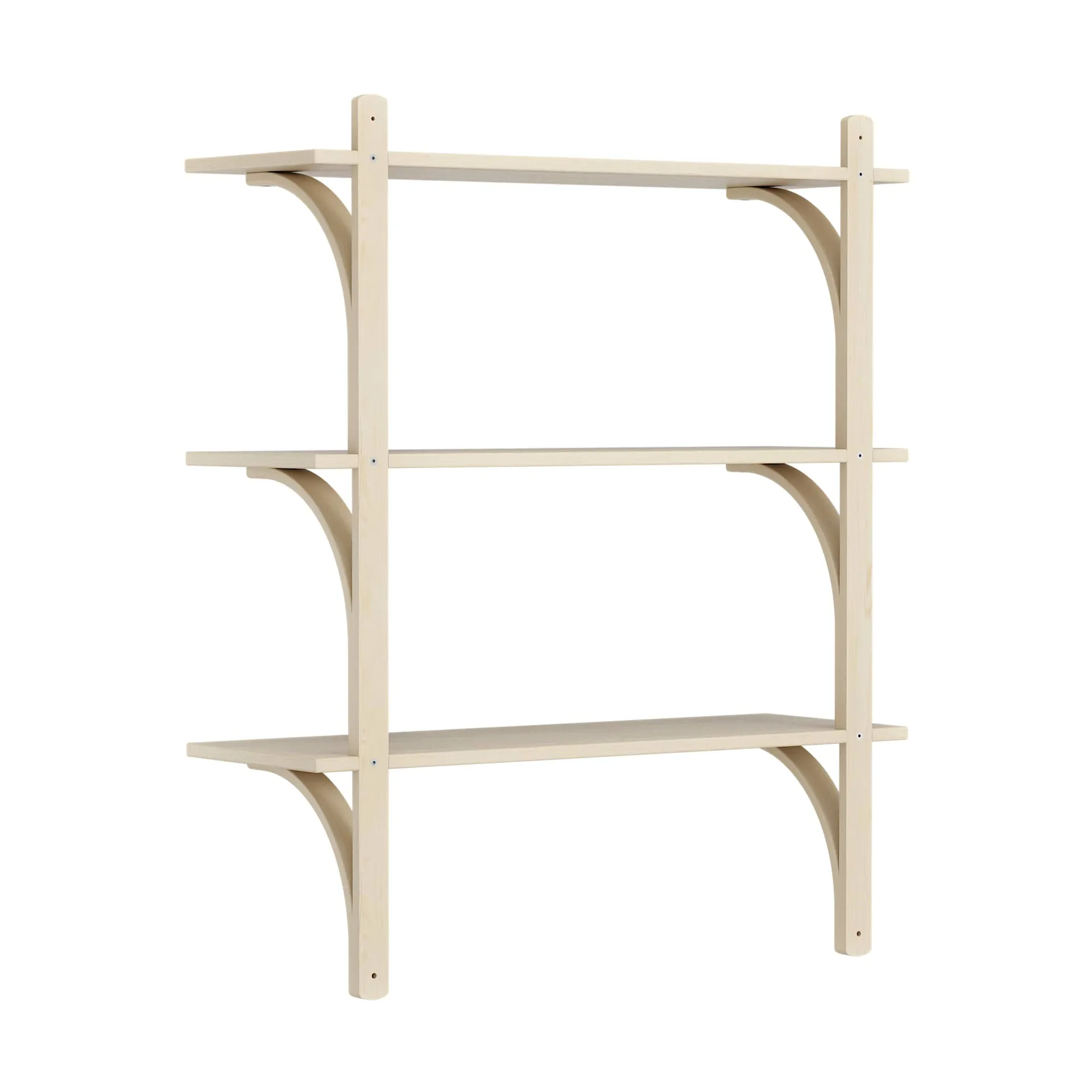Levi shelf 3 shelves, Natural lacquered ash-aluminium, 90 cm Swedese