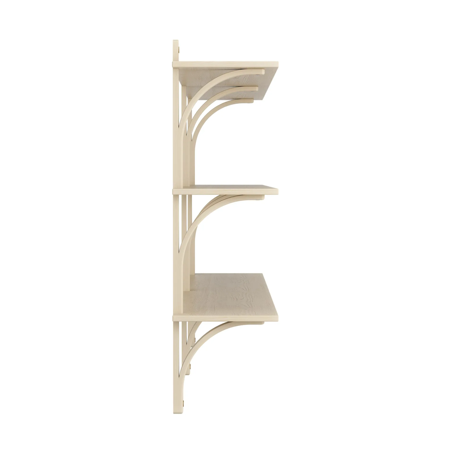 Levi shelf 3 shelves, Natural lacquered ash-brass, 180 cm Swedese
