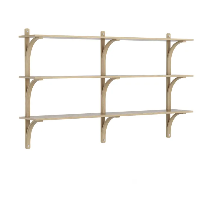 Levi shelf 3 shelves - Natural lacquered oak-aluminium, 180 cm - Swedese