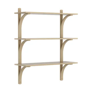 Levi shelf 3 shelves - Natural lacquered oak-brass, 90 cm - Swedese