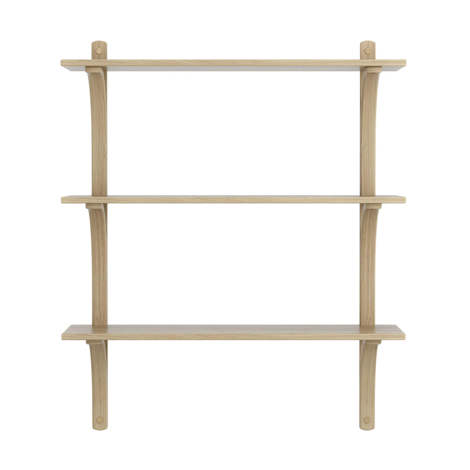 Levi shelf 3 shelves, Natural lacquered oak-brass, 90 cm Swedese