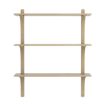 Levi shelf 3 shelves - Natural lacquered oak-brass, 90 cm - Swedese