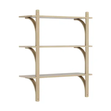 Levi shelf 3 shelves - Natural lacquered oak-brass, 90 cm - Swedese
