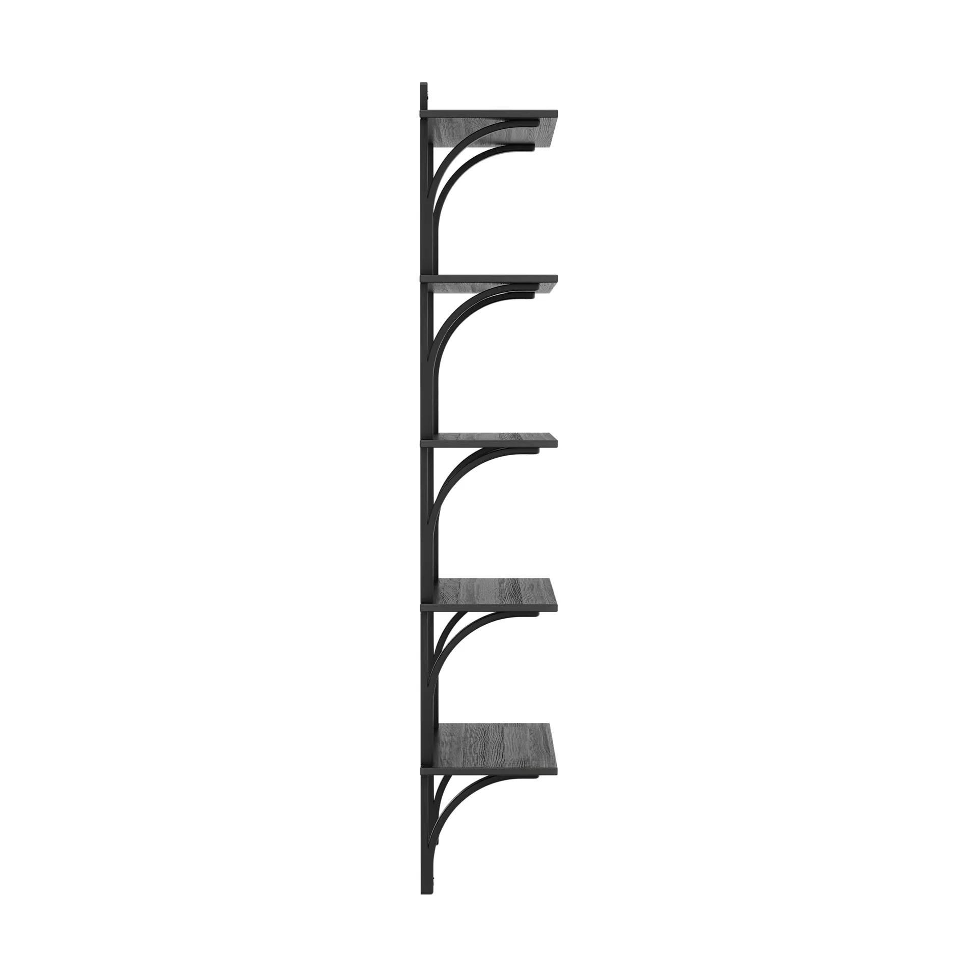 Levi shelf 5 shelves, Black stained ash-aluminium, 90 cm Swedese