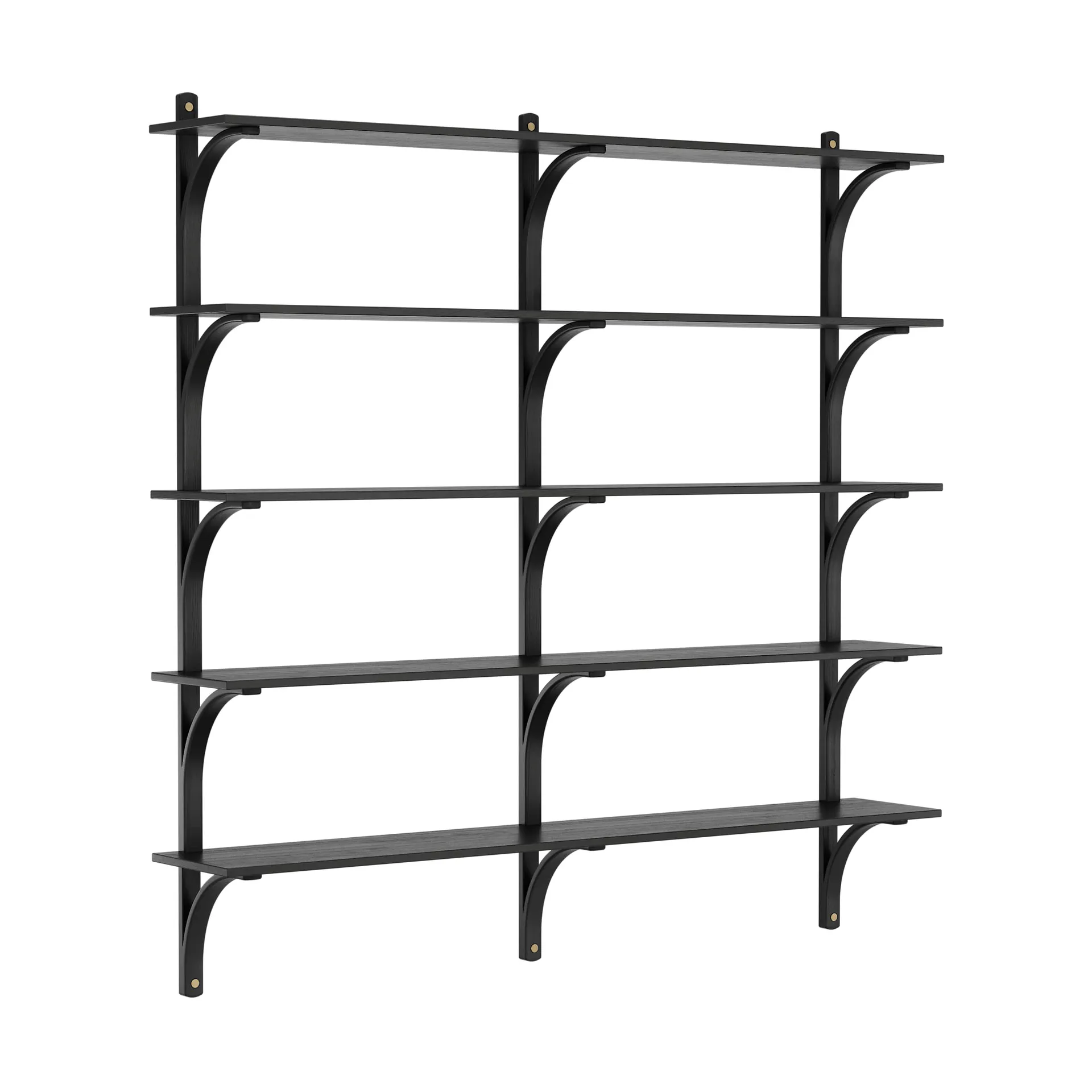 Levi shelf 5 shelves, Black-stained ash-brass, 180 cm Swedese