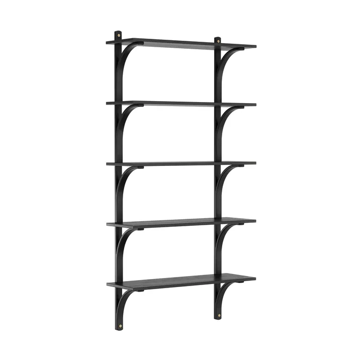 Levi shelf 5 shelves - Black-stained ash-brass, 90 cm - Swedese