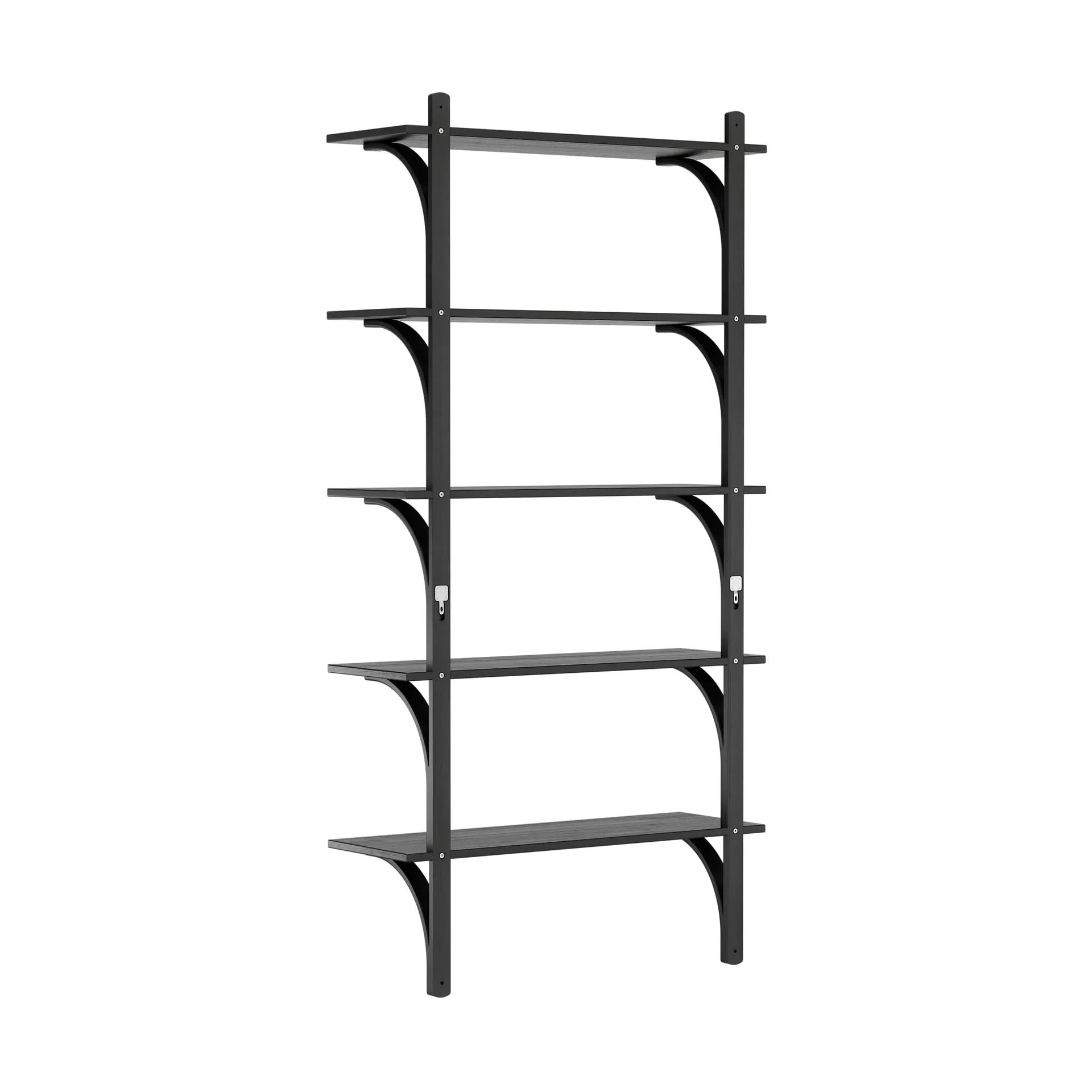 Levi shelf 5 shelves, Black-stained ash-brass, 90 cm Swedese