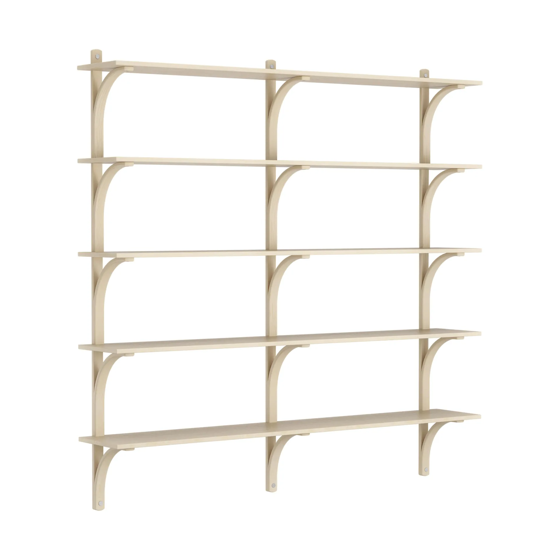 Levi shelf 5 shelves, Natural lacquered ash-aluminium, 180 cm Swedese