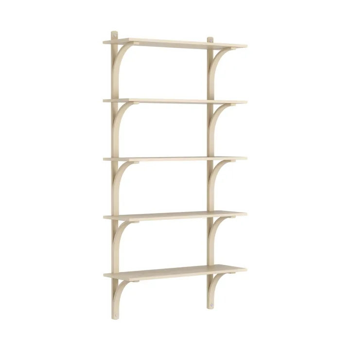 Levi shelf 5 shelves - Natural lacquered ash-aluminium, 90 cm - Swedese