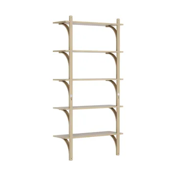 Levi shelf 5 shelves - Natural lacquered oak-brass, 90 cm - Swedese
