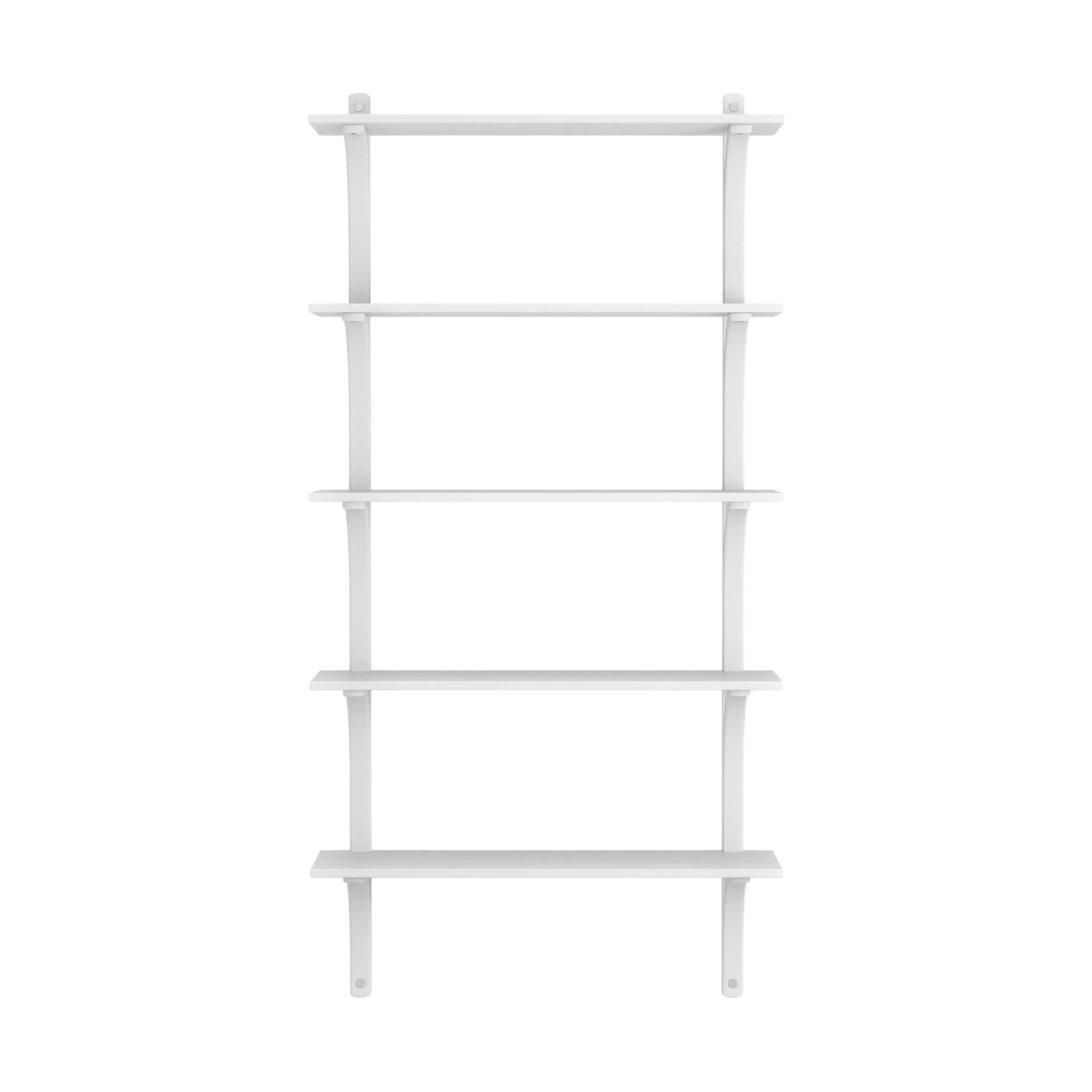 Levi shelf 5 shelves, White lacquered ash-aluminium, 90 cm Swedese