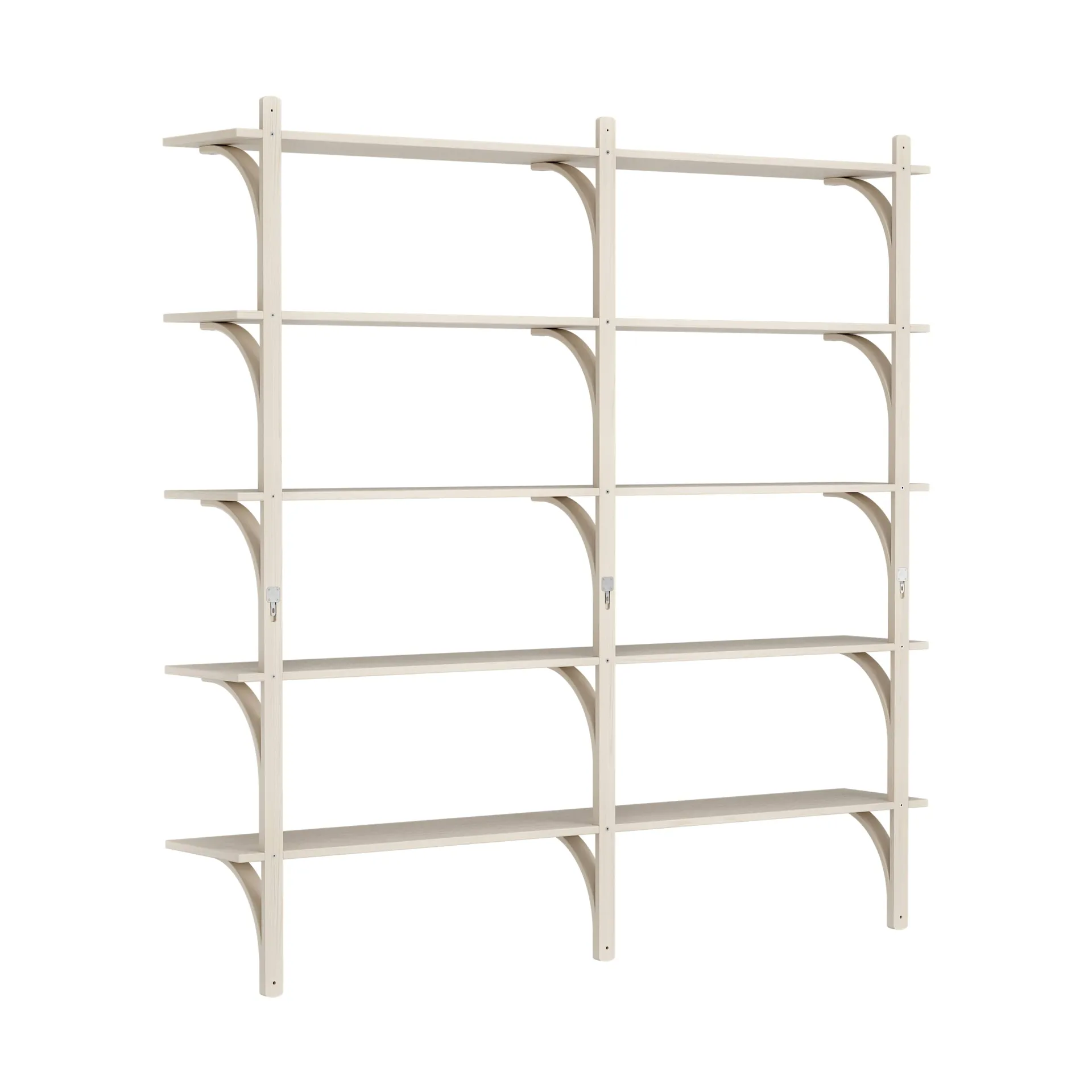 Levi shelf 5 shelves, White pigmented ash-aluminium, 180 cm Swedese