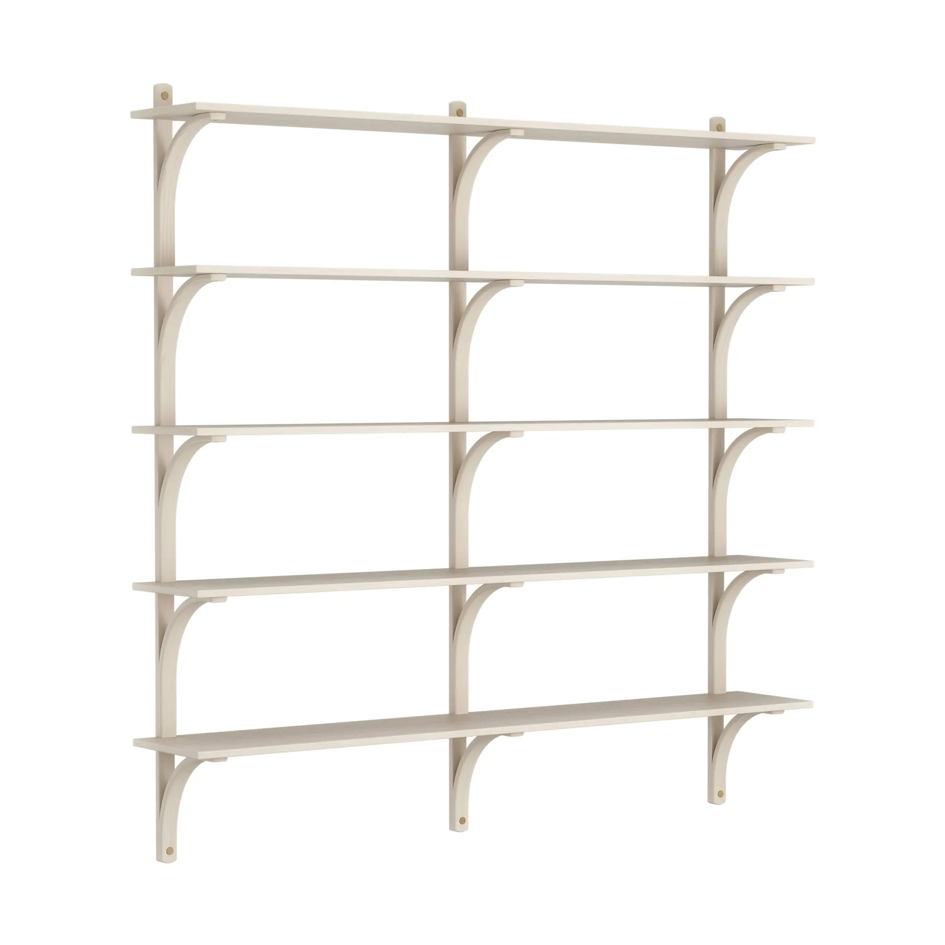 Levi shelf 5 shelves, White pigmented ash-brass, 180 cm Swedese