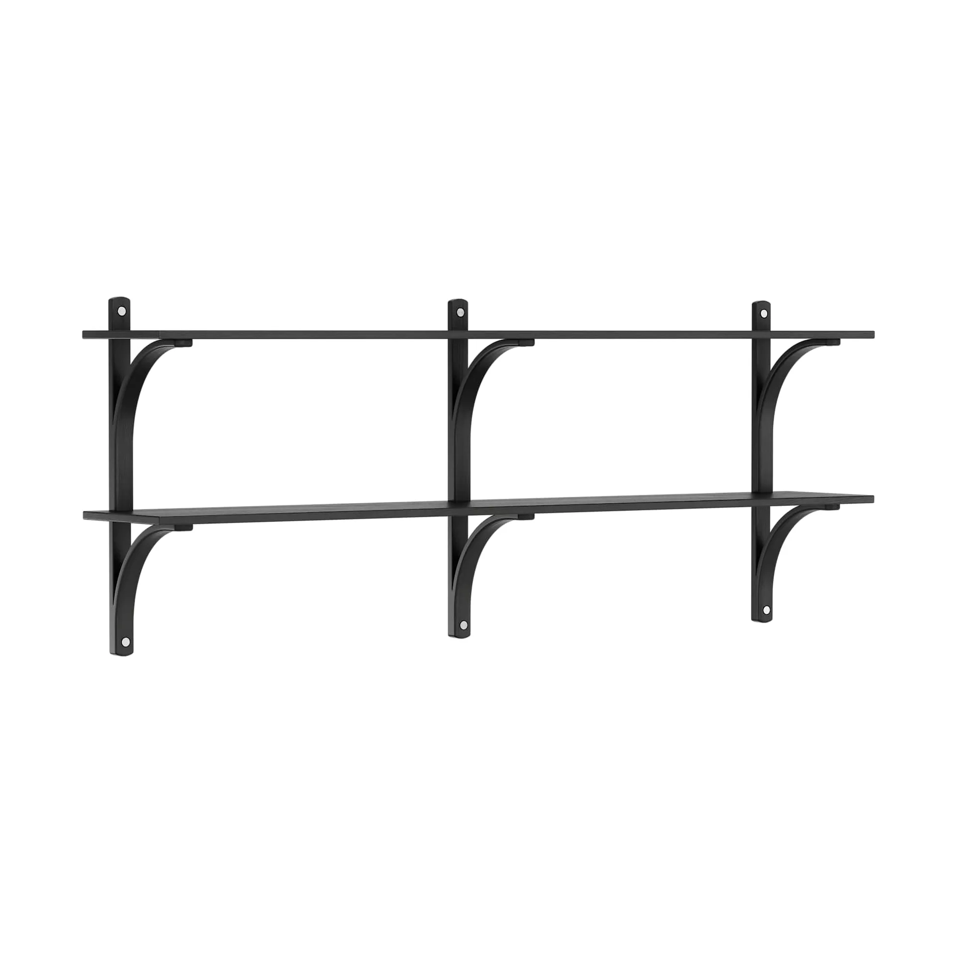 Levi shelf, Black ash-stainless steel, 2 shelves, 180 cm Swedese